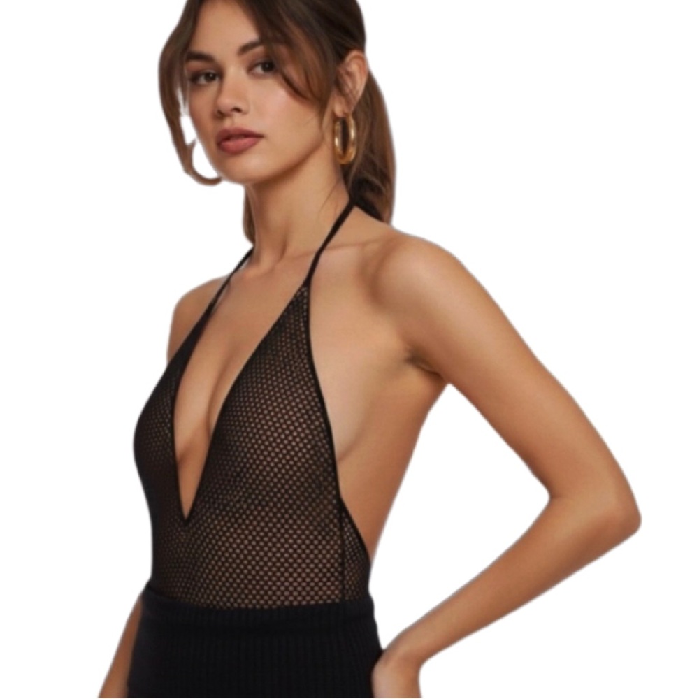 NWT  Dress the Population Brigette Halter Bodysuit Size XS Cosmopolitan